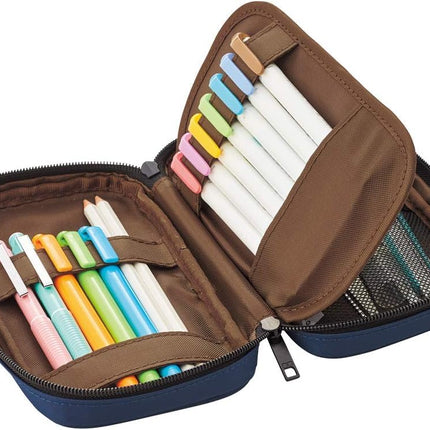 LIHIT LAB Zipper Pen Case, 7.9 × 2 × 4.7 Inches, Navy Camo (A7551-132)