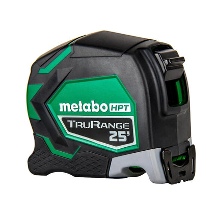 Metabo HPT Measuring Tape, 25' TruRange, Long Reach 17-ft, High Visibility Green Blade, 1/8" Incremental Fractions, Durable Extruded Nylon Coated Steel, Lightweight Design, 115925M