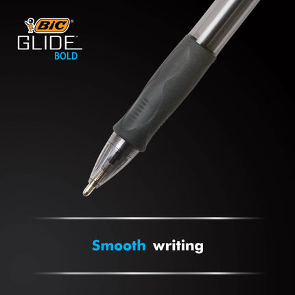 Bolígrafo retráctil BIC Glide Bold, punto grueso (1.6 mm), azul, 12 unidades, agarre de goma para una escritura cómoda (paquete de 18, 216 unidades en total)