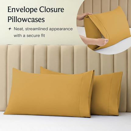 LuxClub 6 PC Bamboo Sheet Set w/ 18 inch Deep Pockets - Eco Friendly, Wrinkle Free, Hypoallergentic, Antibacterial, Fade Resistant, Silky, Stronger & Softer Than Cotton - Medallion Gold Full