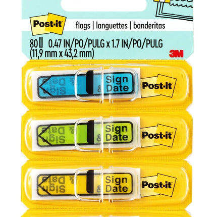 Post-it Message Flags, Sign and Date, 30/Dispenser