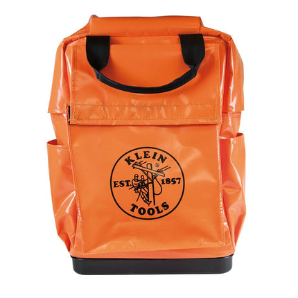 Klein Tools 5185ORA Tool Bag Backpack, Lineman Backpack, Adjustable Padded Shoulder Straps, Double-Stitched Bottom with Drain Holes, Orange