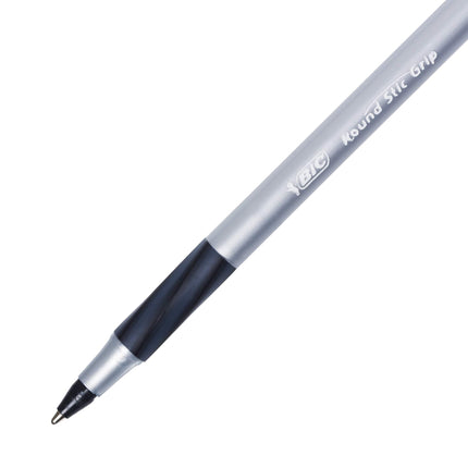 Stylos à bille BIC Round Stic Grip Xtra Comfort, Pointe Moyenne (1,2 mm), Noirs, Prise en main Souple pour un Confort et un Contrôle Accrus, Pack de 36 (GSMG361-BLK) (Lot de 18, 648 au Total)