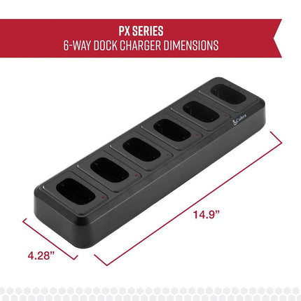 Station de charge de bureau 6 voies pour talkie-walkie professionnel Cobra PX avec câble de charge USB - Chargeur portable de bureau, compatible avec les modèles professionnels PX650