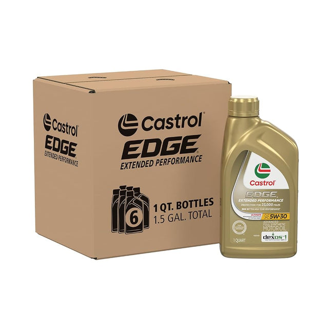 Castrol 06243 EDGE 5W-30 Extended Performance Synthetic Motor Oil - 1 Quart Bottle, (Pack of 6)