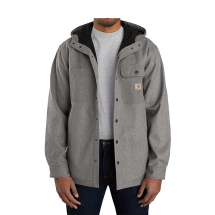 Carhartt Men's Rain Defender Relaxed Fit Heavyweight Hooded Shirt Jac, Black Heather, M