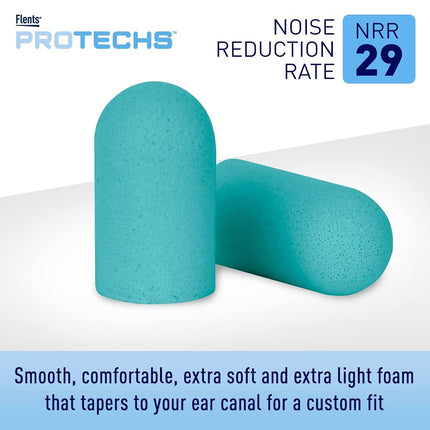 Flents Protechs Super Sleep Foam Ear Plugs, NRR 29, 10 Pair, Teal