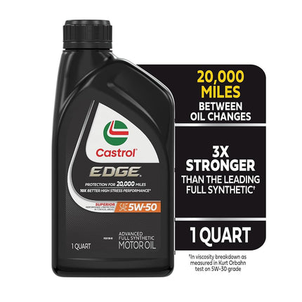 Castrol 06250 Edge 5W-50 SPT Synthetic Motor Oil - 1 Quart Bottle, (Pack of 6)