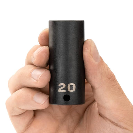TEKTON 3/8 Inch Drive x 20 mm Deep 12-Point Impact Socket | SID13320