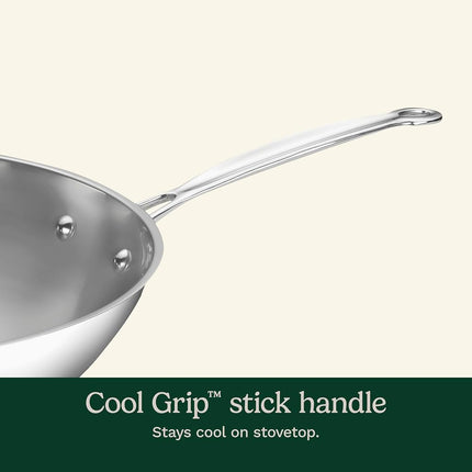 Wok 35 cm Cuisinart, avec poignée d'appoint et couvercle en verre, acier inoxydable Chef's Classic, 726-38H