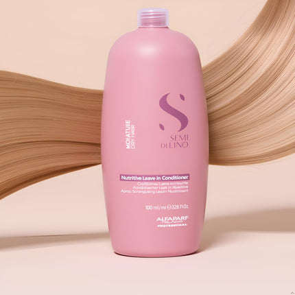 Alfaparf Milano Semi di Lino Moisture Nutritive Leave-In Conditioner - Promoting Glossy, Silky Radiance - Softens, Nourishes and Protects - 33.79 oz
