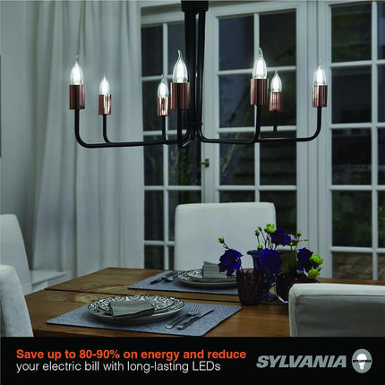 Ampoule à filament DEL clair SYLVANIA B10, 5,5 W, gradable, 500 LM, culot moyen, 5 000 K, lumière du jour - Paquet de 4 (42255)
