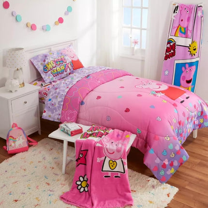 Franco Peppa Pig Parure de lit pour enfant, en microfibre ultra douce et réversible, taille simple (produit sous licence officielle)