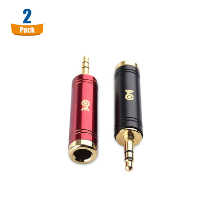 Cable Matters Paquete de 2 adaptadores de 3.5mm a 1/4, conector adaptador de micrófono macho de 1/8 a hembra de 1/4, adaptador de conector de auriculares de 6.35mm a 3.5mm