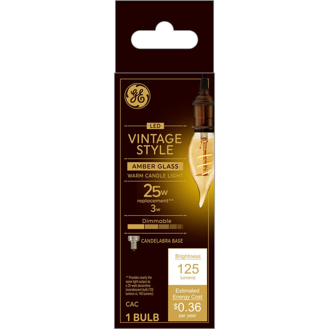 GE Vintage Style LED Light Bulb, Warm Candle Light