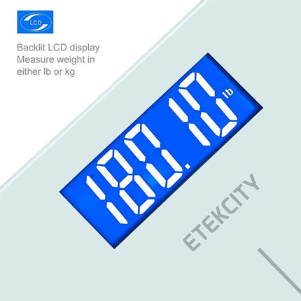 Etekcity Digital Body Weight Bathroom Scale with Step-On Technology, 400 Lb, Body Tape Measure Included, White