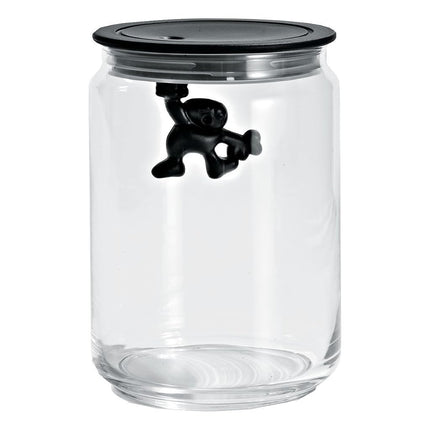 Alessi Gianni Glass Kitchen Box with Lid, Black, 1