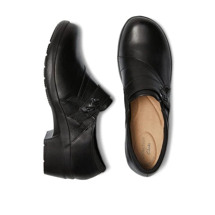 Clarks Women's Angie Pearl Loafer, Black Leather, 10 UK