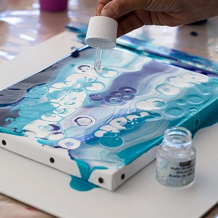 Pebeo 524602 Pouring Medium, Acrylic, White, Blue, Turquoise, Gold, 4 x 59ml, 1 x 50ml