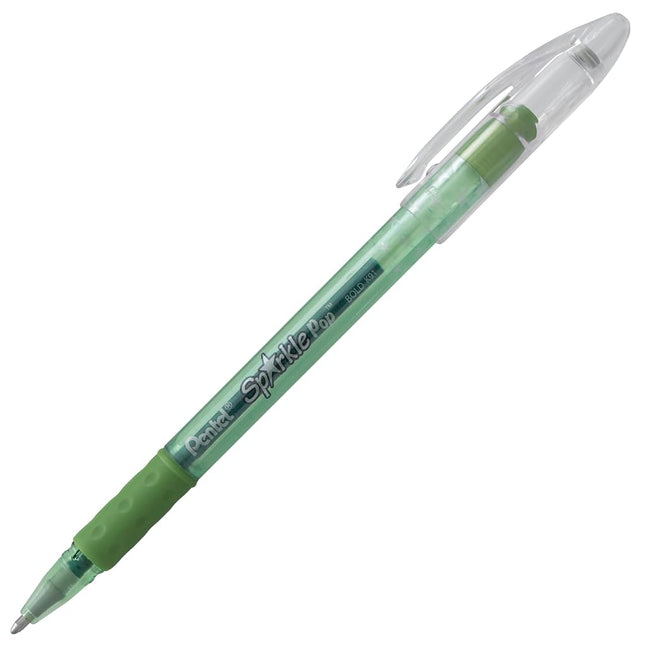 Pentel Sparkle Pop Metallic Gel Pen, (1.0mm) Bold Line, Green/Blue Ink, Box of 12 Pens (K91-DD)