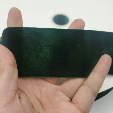 10 Yards Velvet Ribbon Spool (Dark Green, 2")