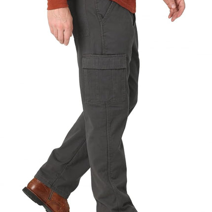 Wrangler Authentics Men's Fleece Lined Cargo Pant, Anthracite Twill, 42W x 30L