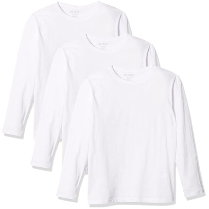 The Children's Place Boys' Short Sleeve Basic Layering T-Shirt, White 3 Pack, XX-Large