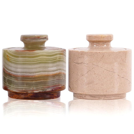 MARBLOUS KRAFTS Marble Salt Cellar 3" Green and Ve