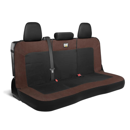 Cat MeshFlex Brown & Black Rear Seat Cover for Car – Durable Canvas & Mesh Design 60/40 Split Bench Protector for Cars, Trucks & SUVs – Back Seat Cover for Rear Bench – Interior Car Accessory