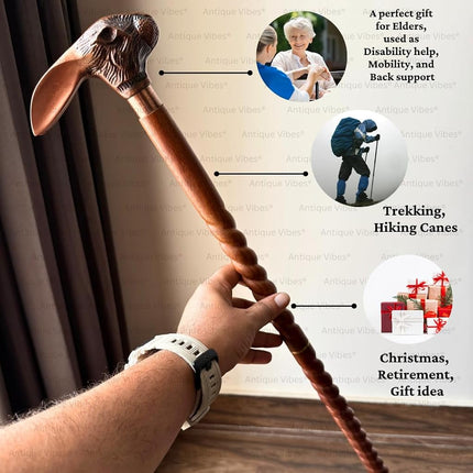 Brass Handle Victorian Telescope Foldable Wooden Walking Stick Cane Ideal Vintage Gift Men Women Father/Mother (Rabbit Copper Finish)