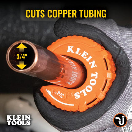 Klein Tools 50056 C-Style Copper Tubing Pipe Cutter Tool, 3/4-Inch Cutting Capacity, Ultra-Compact for Tight Spaces, Free-Spinning Rollers