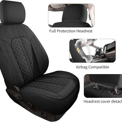 Tecoom Housses de siège avant en cuir imperméable pour camionnette Dodge Ram 1500 de 2009 à 2018, Ram 2500/3500 Crew Mega Cab de 2010 à 2023, avant concave, noir