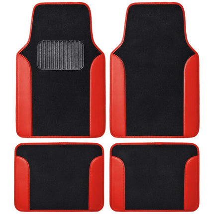 BDK Red All Weather Heavy Duty Universal Fit Car Floor Mats Interior Liners for Auto Van Truck SUV, Heavy Duty All Weather Protection
