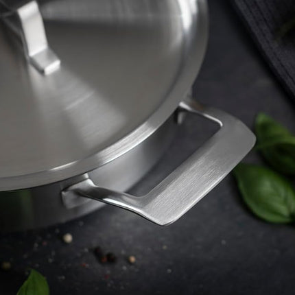 KUHN RIKON Culinary Fiveply Shallow Casserole Pot, 24cm/3L Oven Proof Cooking Pan with Stainless Steel Lid. Induction Casserole Dishes. Dishwasher Safe Cookware Guarantee