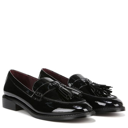 Franco Sarto - Mocasines sin cordones Carolynn con borlas para mujer, charol negro, 10
