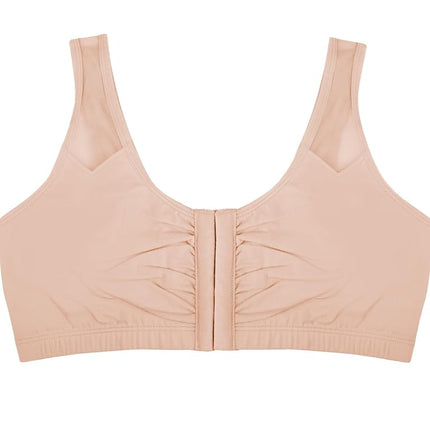 Fruit of the Loom Women's Comfort Front Close Sport Bra with Mesh Straps Bra, Sand, 40