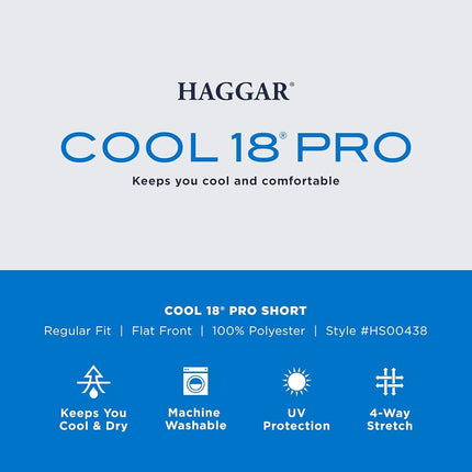 Haggar Men's Cool 18 Pro Straight Fit Flat Front 4-Way Stretch Expandable Waist Short (Regular and Big & Tall Sizes), String, 44
