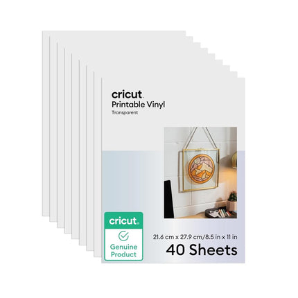 Cricut Printable Vinyl, Transparent, 8.5" x 11" (40)
