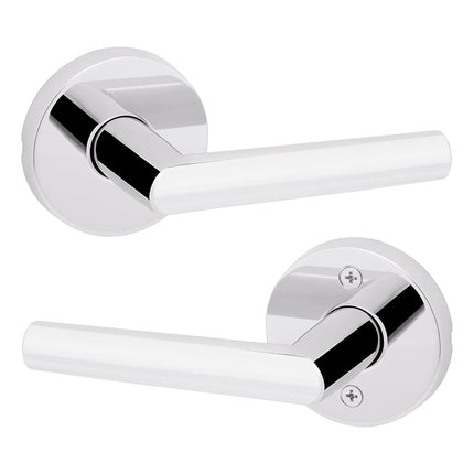 Kwikset Milan Interior Passage Door Handle, Lever for Closet and Hallway Doors, Reversible Non-Locking Handle Lever, Polished Chrome