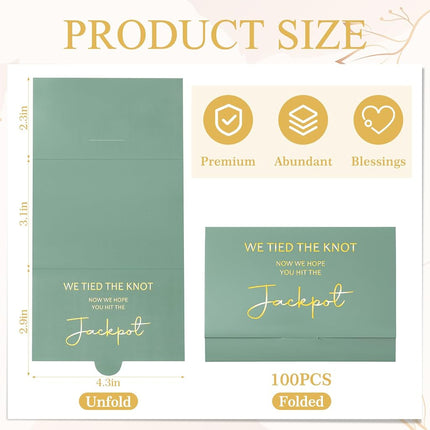 Zhanmai 100 Pcs Lottery Ticket Envelopes for Wedding Favors, Sage Green