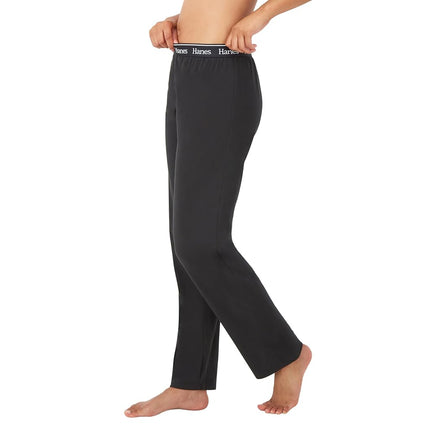 Hanes Women's Originals Lounge, Comfywear Leisure Pants, Straight Leg Pajama Bottom, Black, Small
