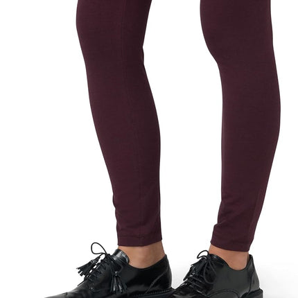 HUE Women's Ultra Leggings with Wide Waistband, Full and Capri Length, Black Cherry, XS