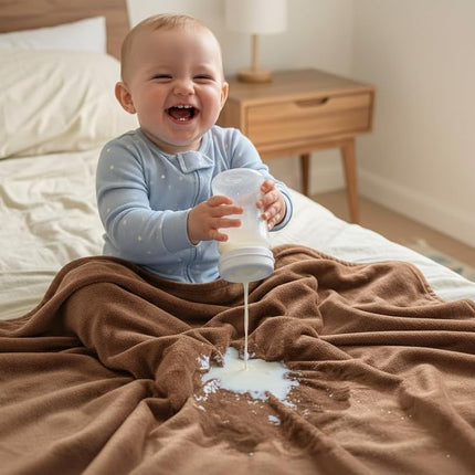 Bedding Aid Waterproof Reversible Blanket, Excellent Leakproof Protector Cover to Protect Bed Mattress, Sofa, Couch from Pee & Spills from Adults, Babies, Dogs, Pets (Beige/Greyish Blue, 80”x90”)