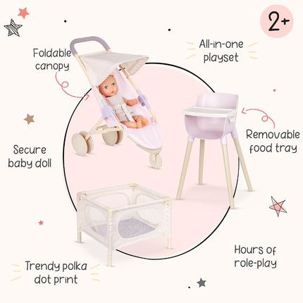 LullaBaby Baby Doll Nursery Playset with 14-Inch Doll, Stroller