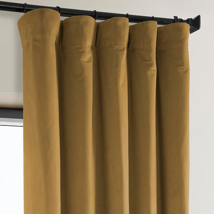 HPD Half Price Drapes Heritage Plush Velvet Curtains 84 Inches Long Room Darkening Curtains for Bedroom & Living Room 50W x 84L, (1 Panel), Retro Gold