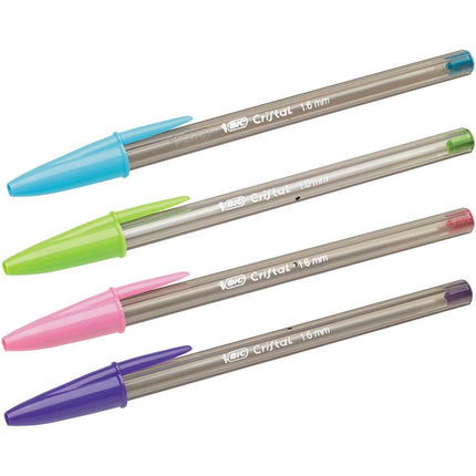 BIC Cristal Fun Ballpoint Pens - Pack of 4- Assorted Colours - Wide Point (1.6 mm) - Exciting and Eye-Catching Colours for Writing
