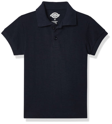 Dickies Boys' Short Sleeve Pique Polo, Dark Navy, 