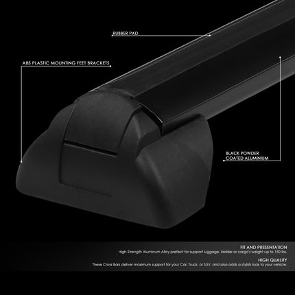 DNA MOTORING PT-ZTL-8040 Aluminum Top Rail Roof Rack Cross Bar[02-07 Saturn VUE],Black