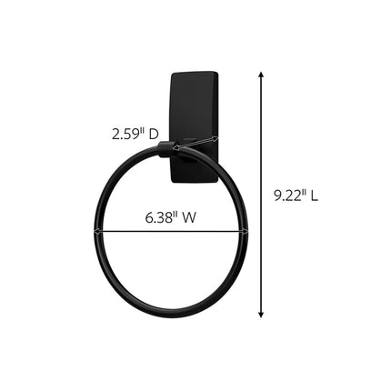 Command Hand Towel Holder Matte Black with Water Resistant Command Strips, Rust Resistant Bathroom Organizer, Holds up to 5 lbs, 1 Ring