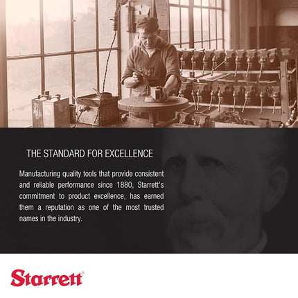 Starrett 436.1XRL-2 Outside Micrometre, Ratchet Stop, Lock Nut, Carbide Faces, 1-2" Range, 0.001" Graduation, +/-0.0001" Accuracy